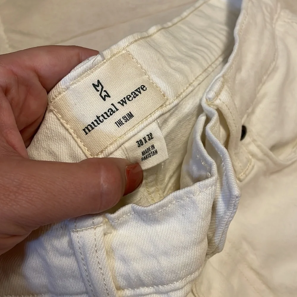 NWOT Slim Cut White/Ivory Denim Pants - Picture 6 of 6